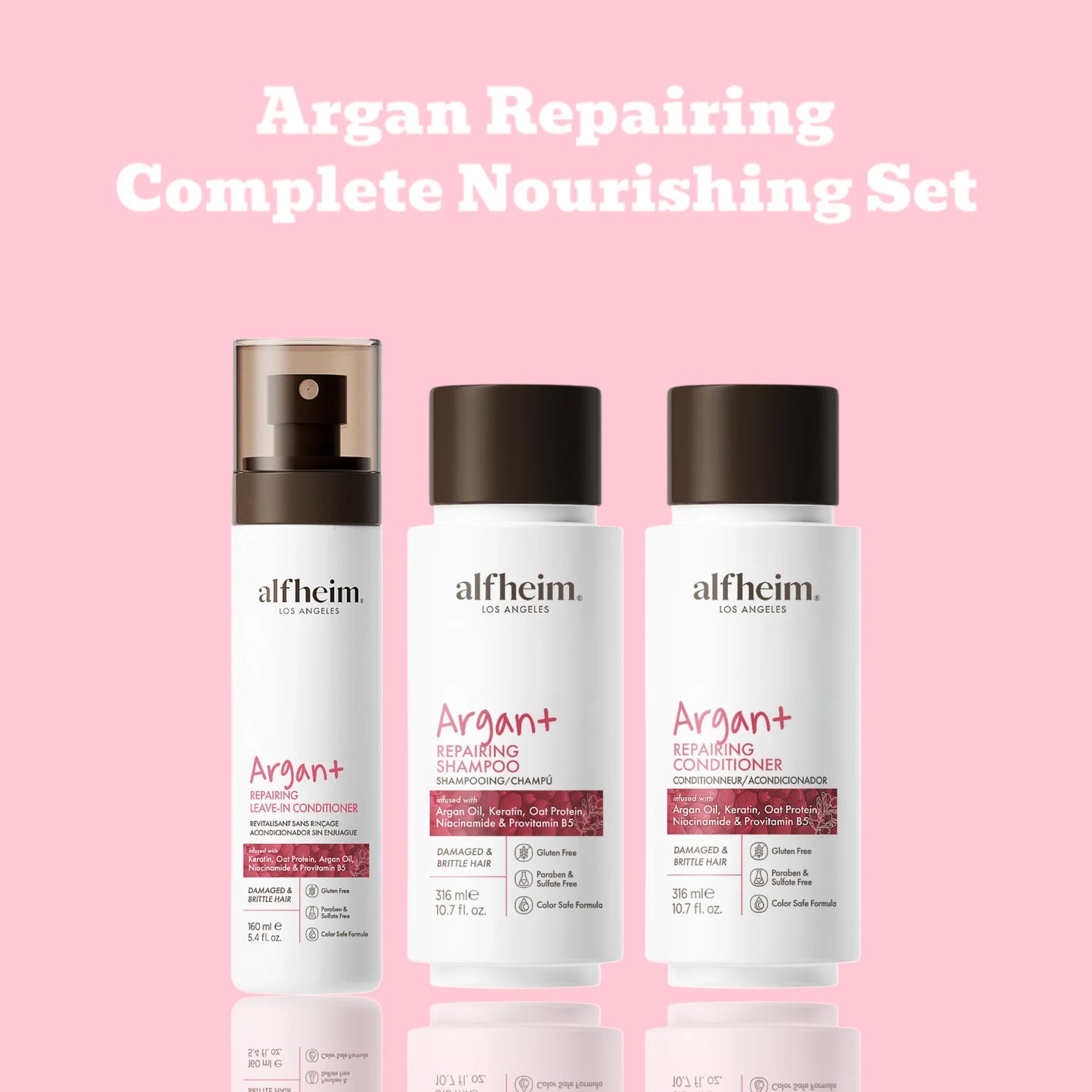 Argan+ Repairing Shampoo Conditioner and Leave-In Set