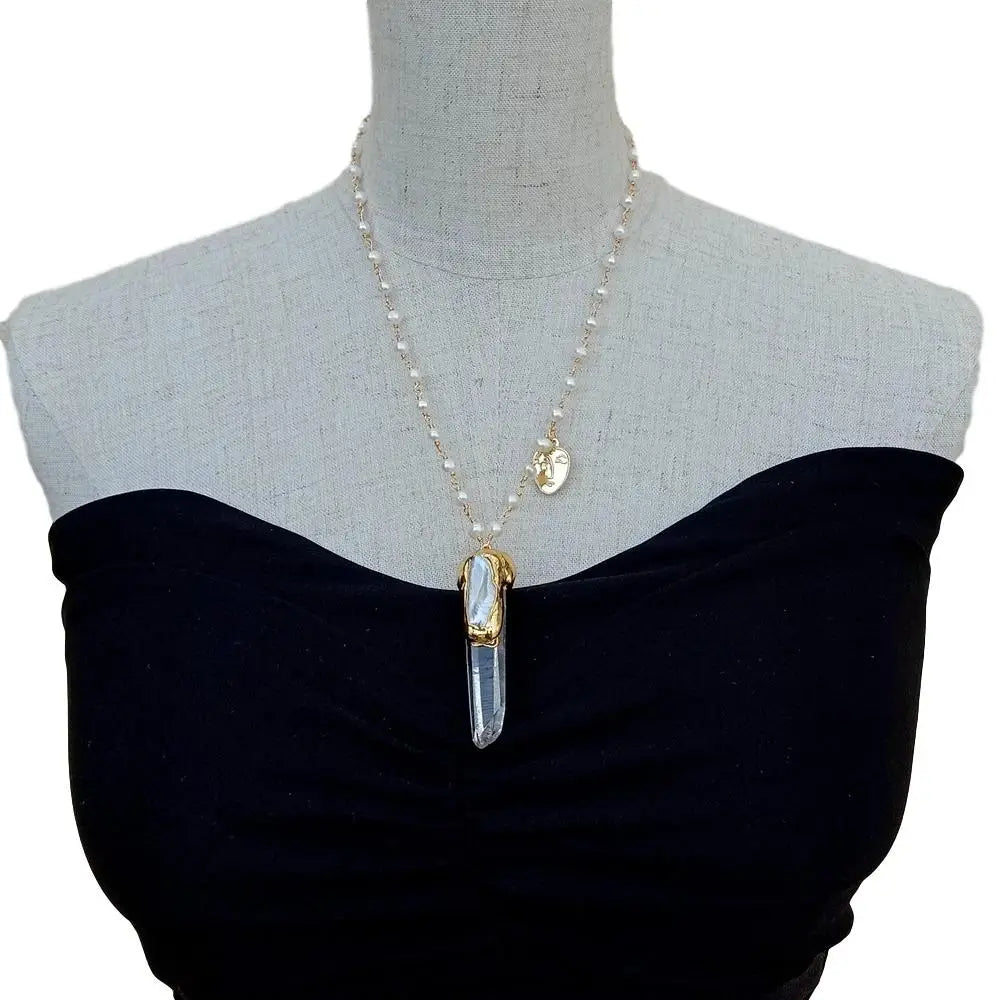 'Adelia'- Quartz Point & Pearl Necklace