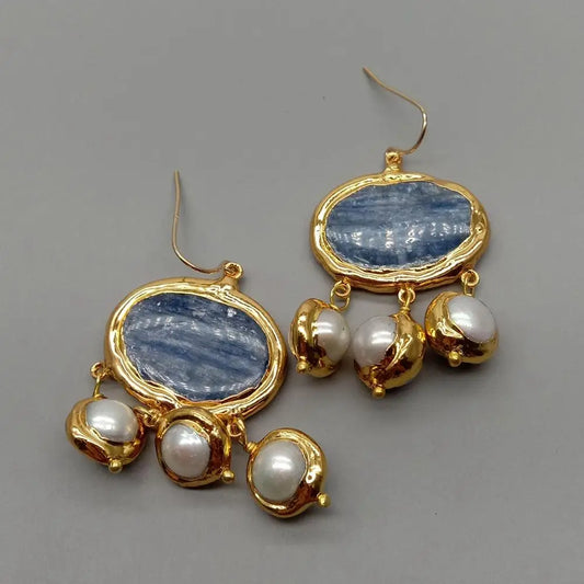 'Tears of Heaven'- Kyanite & Pearl Earrings