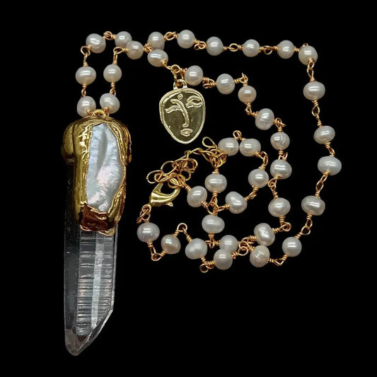 'Adelia'- Quartz Point & Pearl Necklace