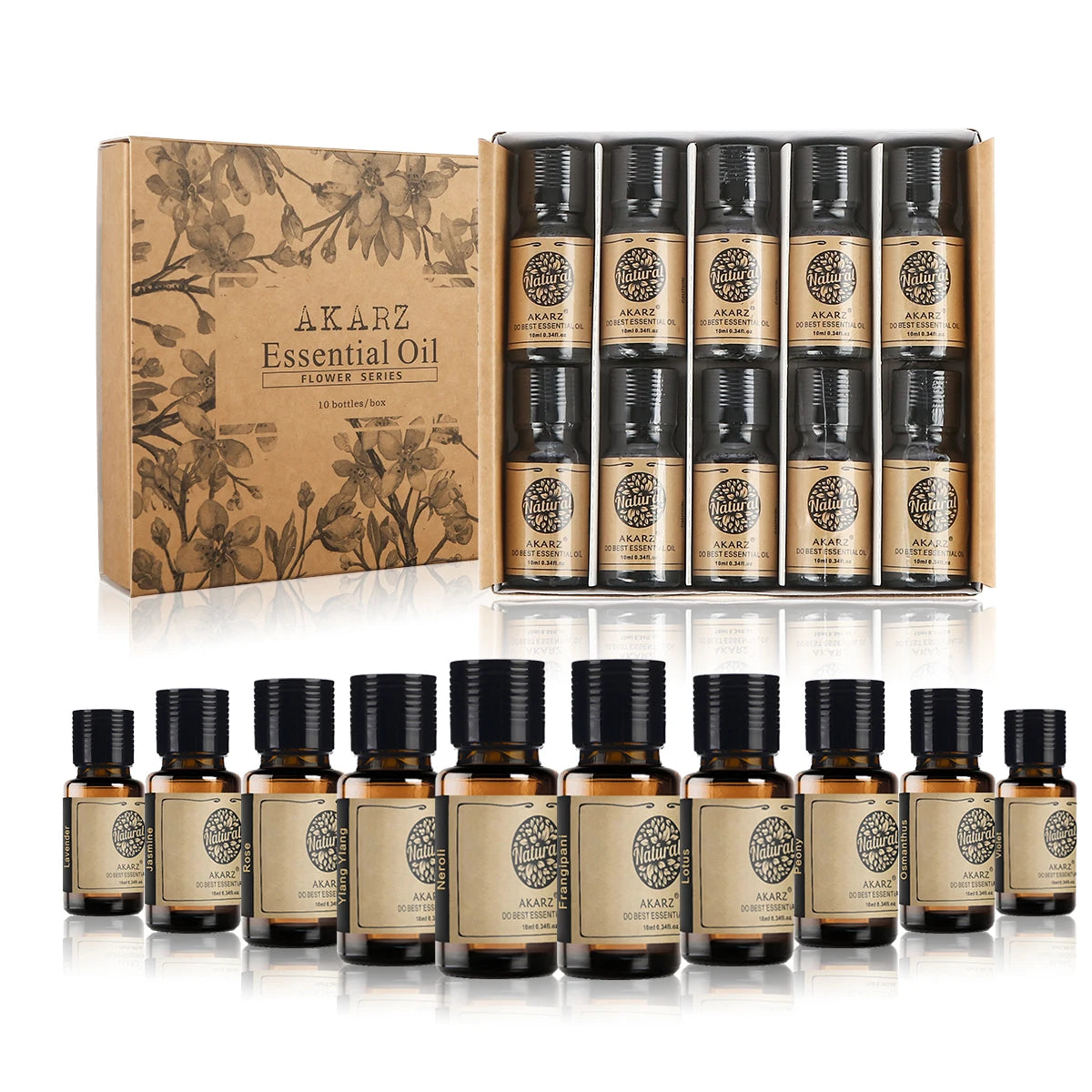 AKARZ Natural Florals Essential Oil Set- 10 Pack