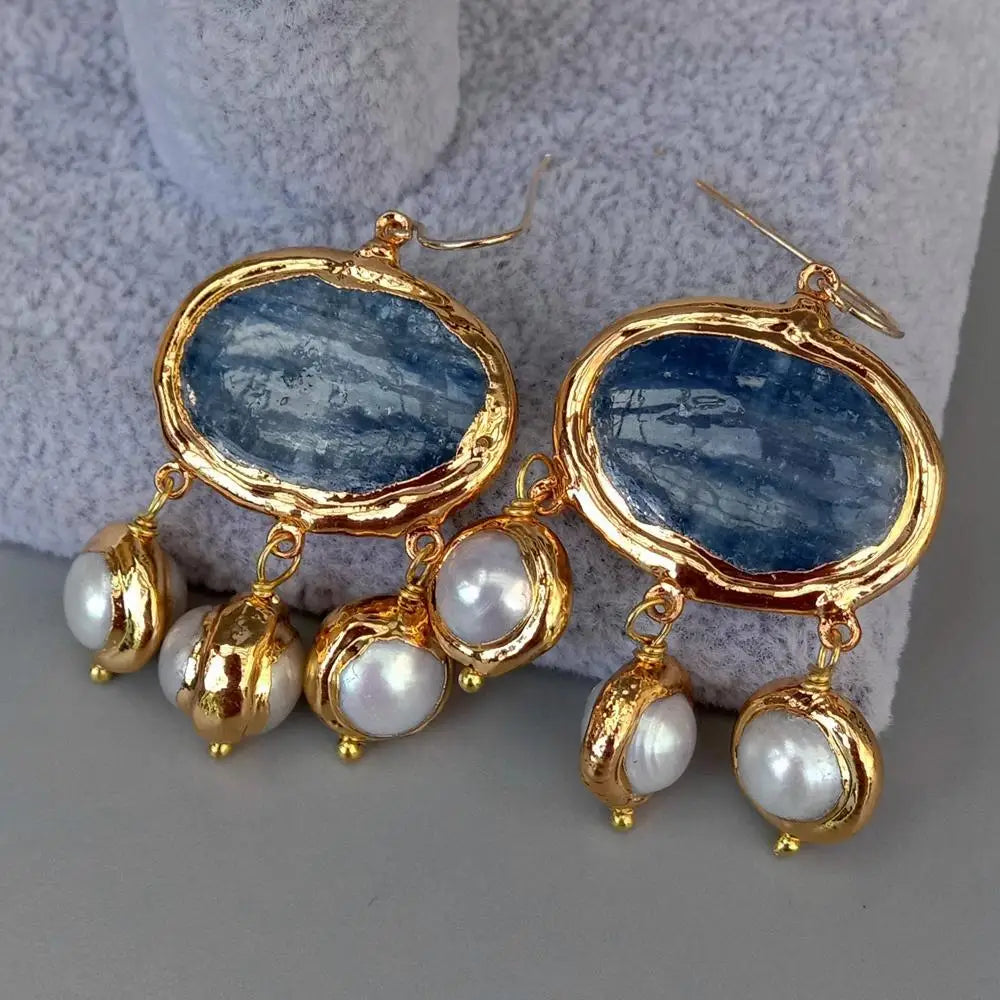 'Tears of Heaven'- Kyanite & Pearl Earrings