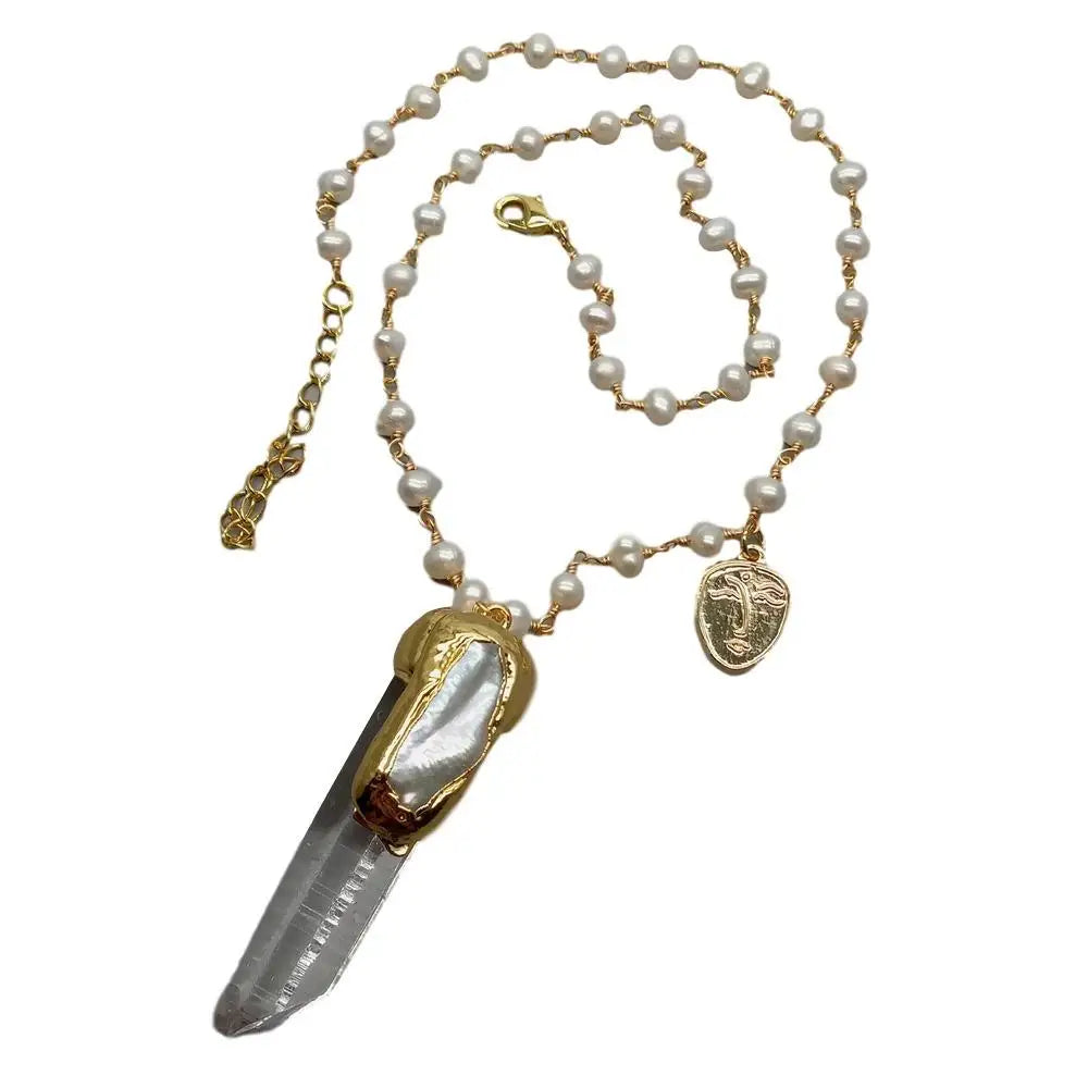 'Adelia'- Quartz Point & Pearl Necklace