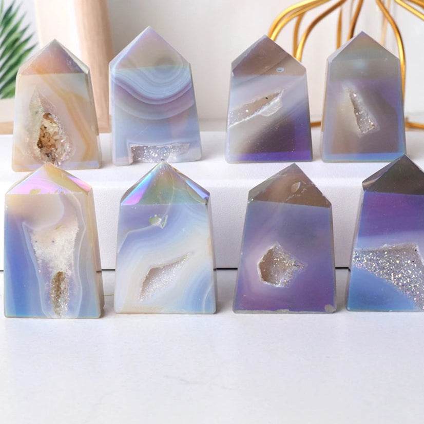 Natural Rainbow Agate Crystal Tower