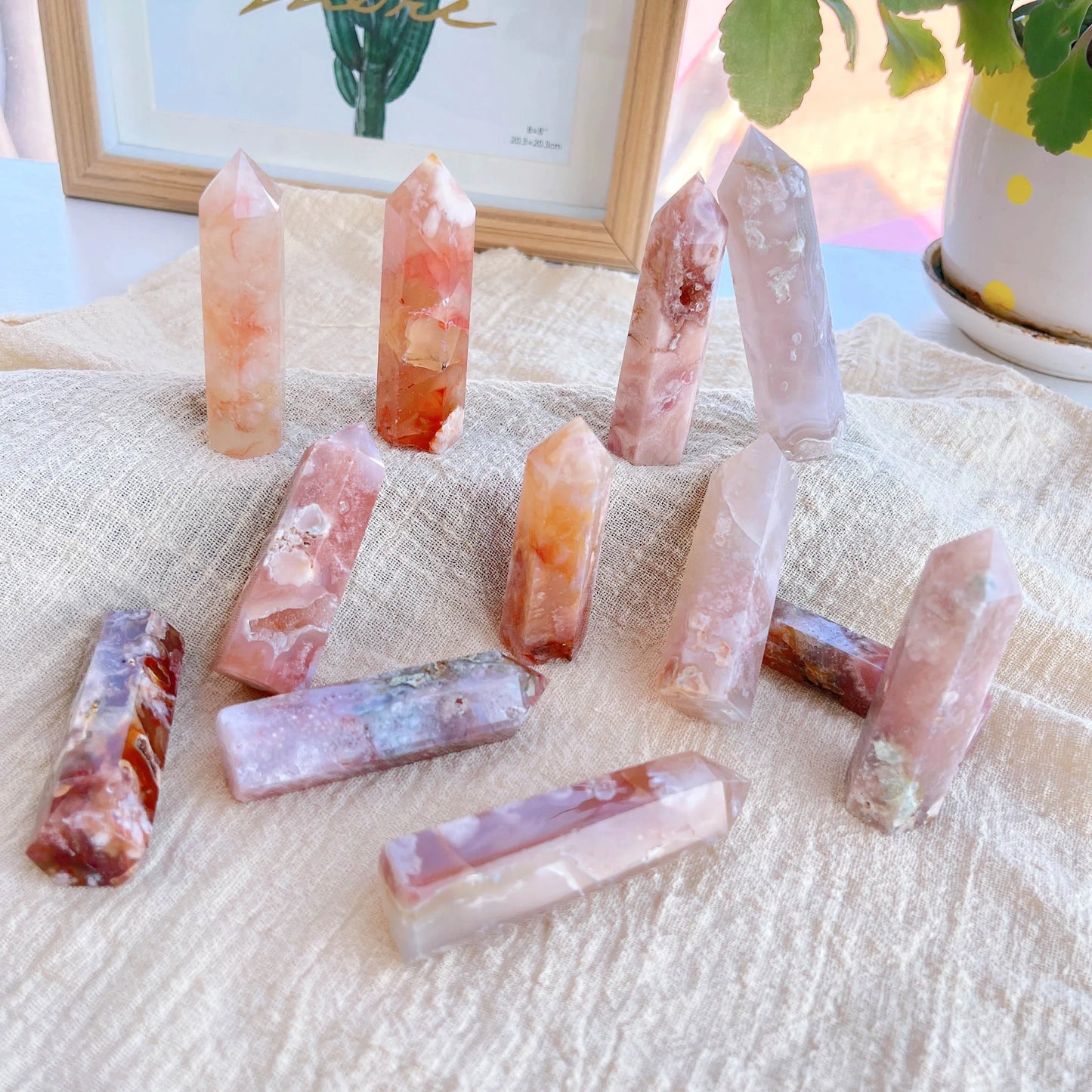 Natural Cherry Agate Crystal Tower