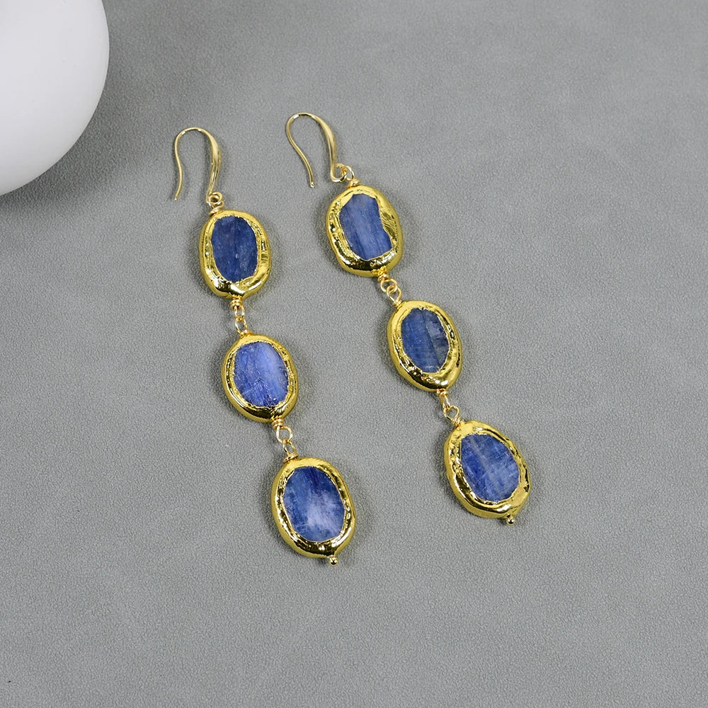 'Valencia'- Blue Kyanite Dangle Earrings