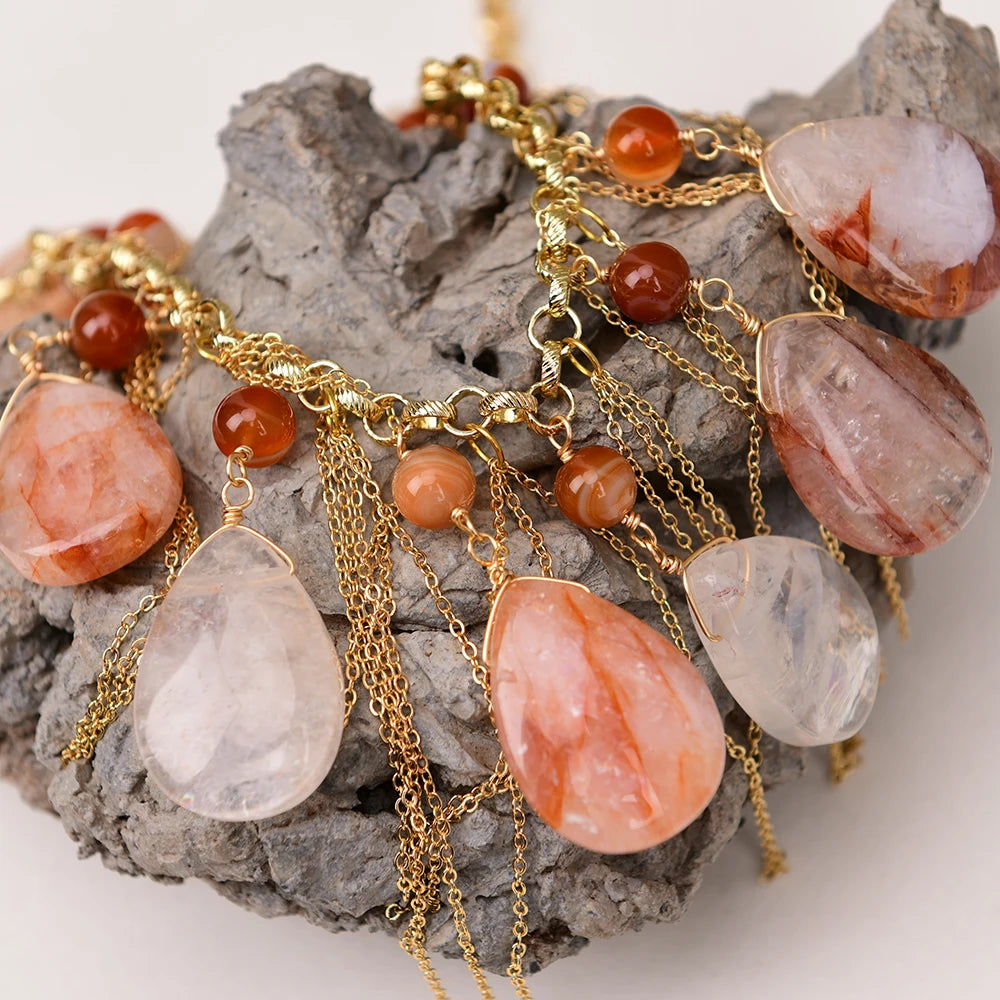 'Sun Goddess'- Agate & Quartz Necklace