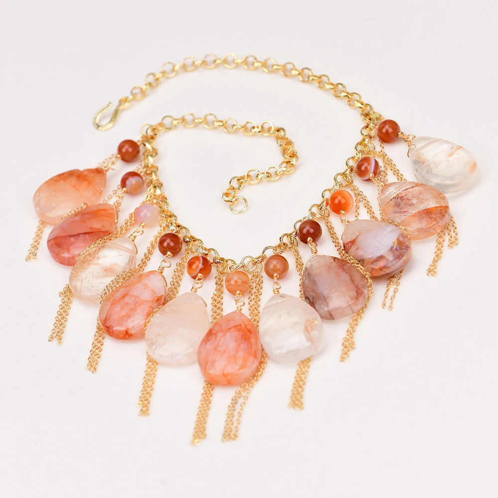 'Sun Goddess'- Agate & Quartz Necklace