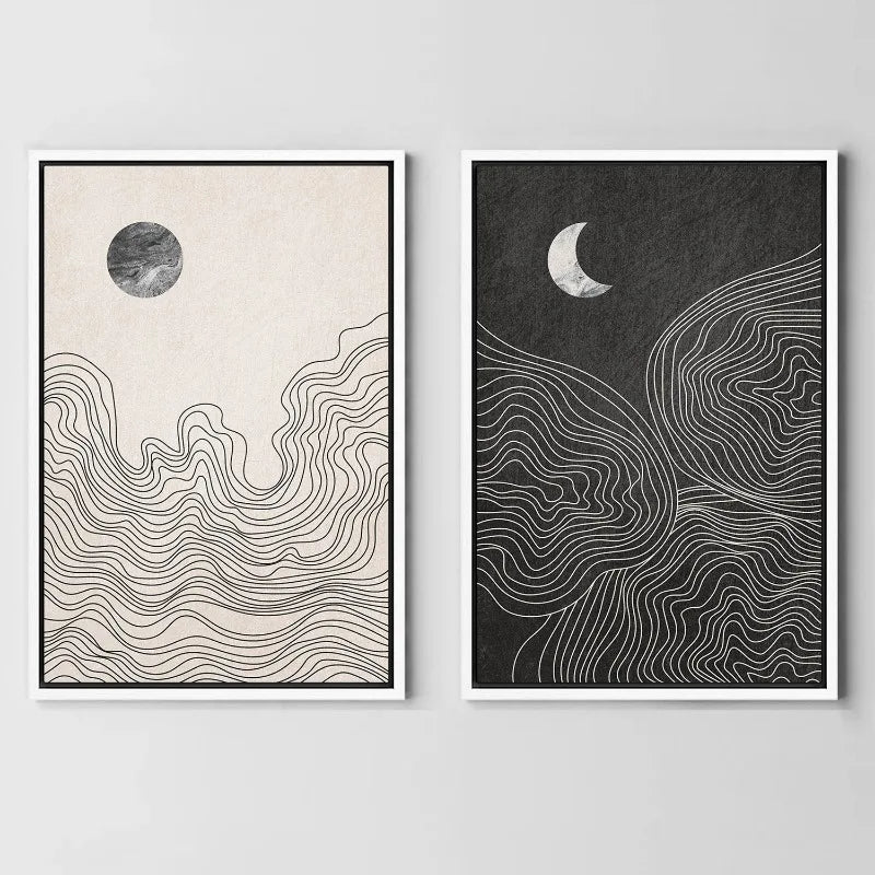 Absract Sun & Moon Canvas Prints