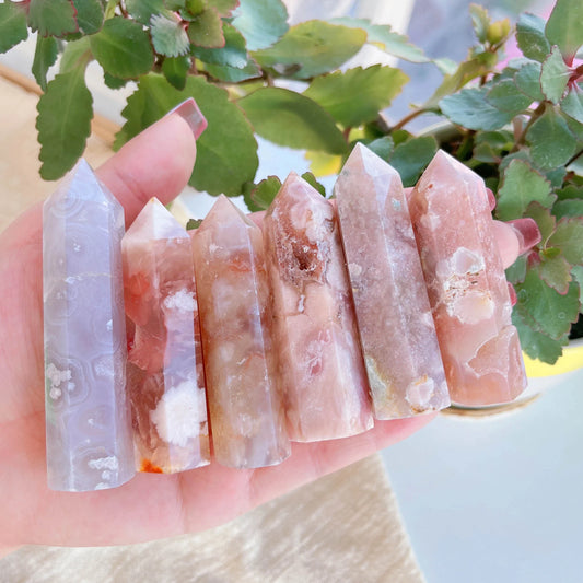 Natural Cherry Agate Crystal Tower