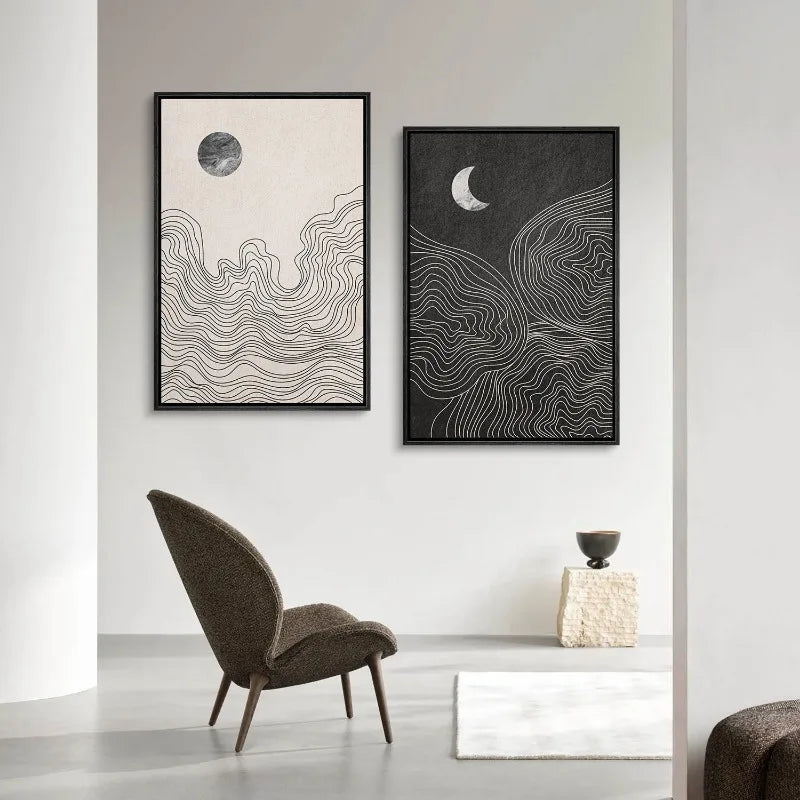 Absract Sun & Moon Canvas Prints