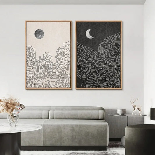 Absract Sun & Moon Canvas Prints