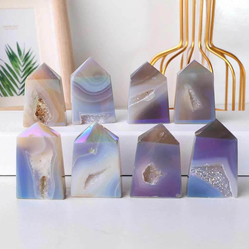 Natural Rainbow Agate Crystal Tower